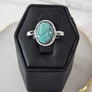 Green Oval Adjustable Fashion Ring A45